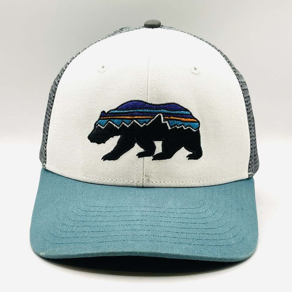 Patagonia Cap Snapback Turquoise Bear Grizzly Fitz Roy Mesh Back Trucker